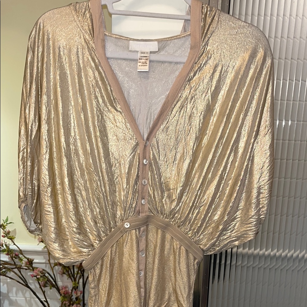 Diesel Metallic Gold Bodysuit With A Hoodie - Made In Italy- Size Small Pristine